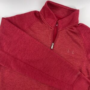 Under Armour ColdGear Mens Quarter Zip Pullover Red Athletic Loose Fit LG